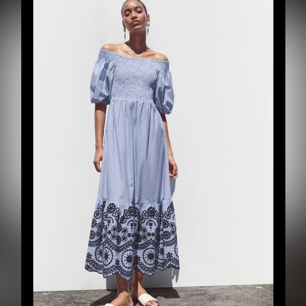 Zara Embroidered Midi Dress